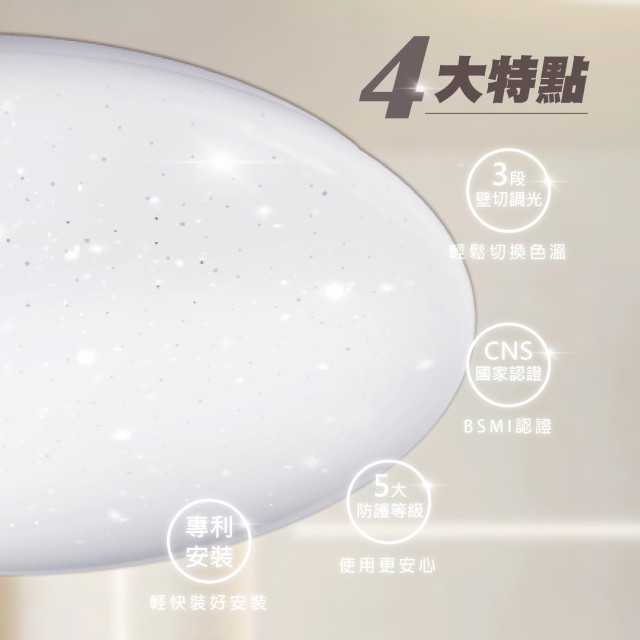 樂亮 輕快裝 LED 吸頂燈｜星空系列