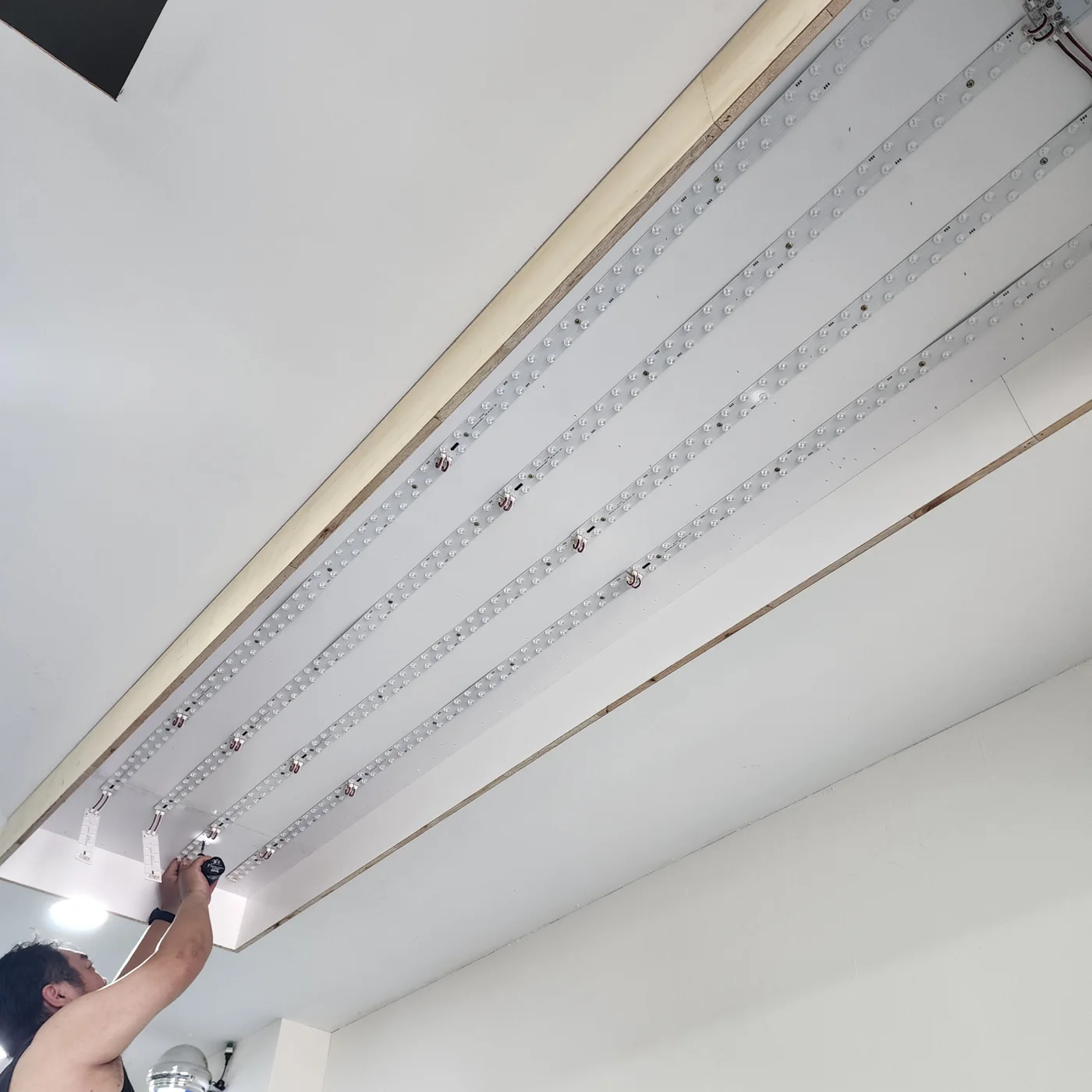 框體內多排 LED 模組與配線
