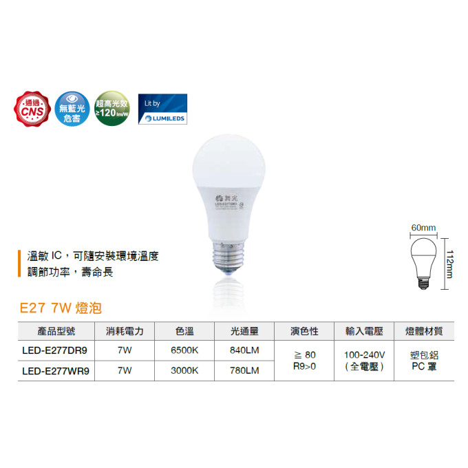 現貨 舞光 LED E27 3W 5W 7W 小瓦數 認證 居家用燈泡 省電燈泡 環保標章