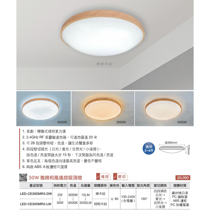 現貨 舞光 LED 30W 50W 吸頂燈 遙控 調光 吸頂燈 雅緻和風 調光調色 無藍光危害 防觸電設計 快速安裝