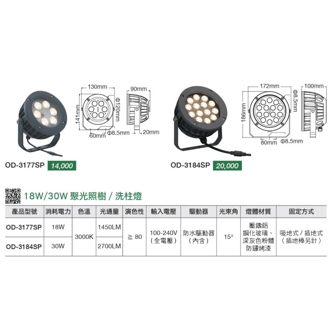 現貨 舞光 9W 18W 30W 50W LED 聚光洗柱燈 洗柱燈 洗牆燈 大樓公設外牆燈 外牆燈 投射燈