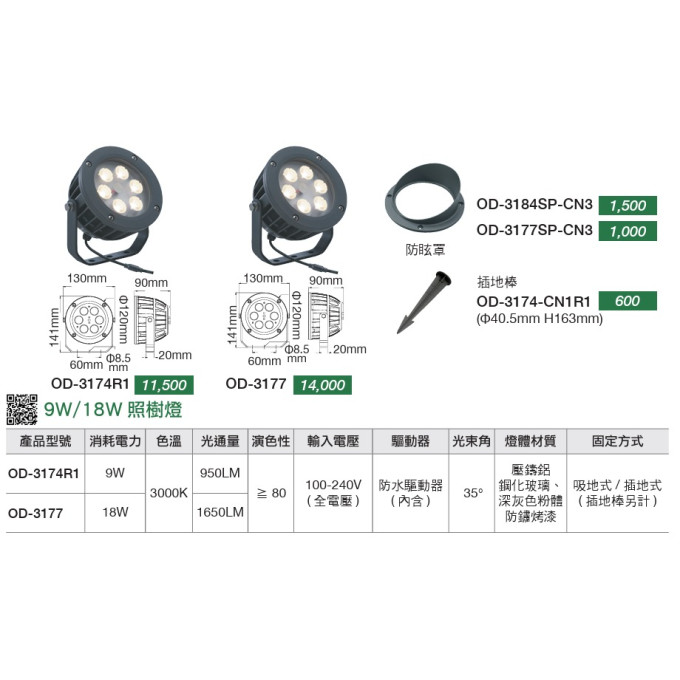 現貨 舞光 9W 18W 30W 50W LED 聚光洗柱燈 洗柱燈 洗牆燈 大樓公設外牆燈 外牆燈 投射燈