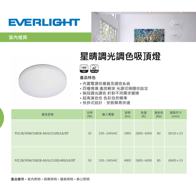 現貨 億光 LED 星晴吸頂燈 30W 50W 遙控調光調色 客廳燈 房間燈 臥室燈 柔和舒適 高演色 快速安裝