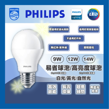 現貨 PHILIPS 飛利浦 LED 新版易省泡 14W 高亮度球泡 護眼無藍光 無頻閃 省電