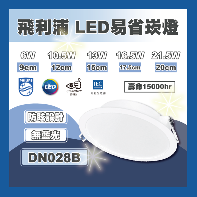 現貨 PHILIPS 飛利浦 崁燈 LED DN028B 6W 10.5W 13W 16.5W 21.5W 15公分