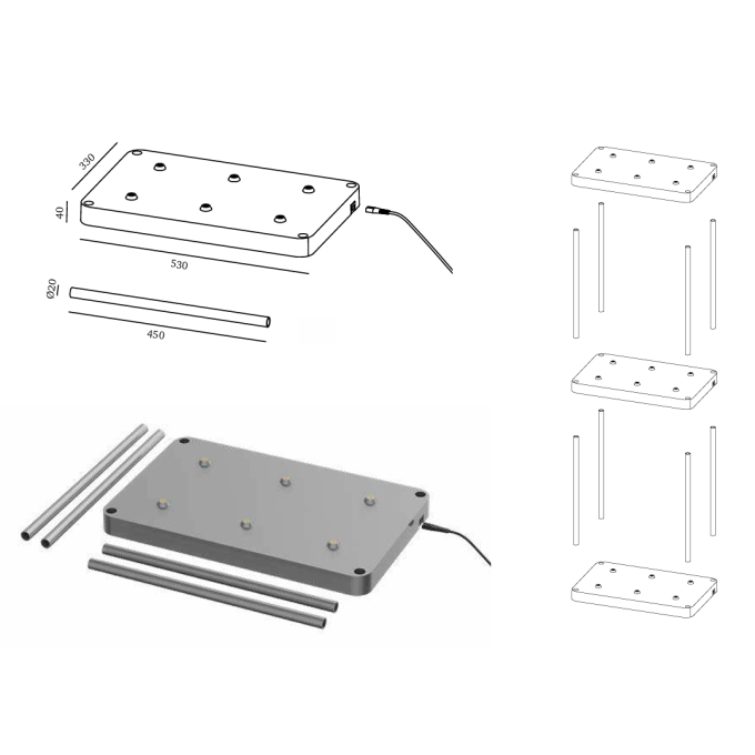 UBIQUA LED CHARGING STATION 30W USB充電式檯燈專用 組合式 多功能充電座 IP20防塵不防水 灰色